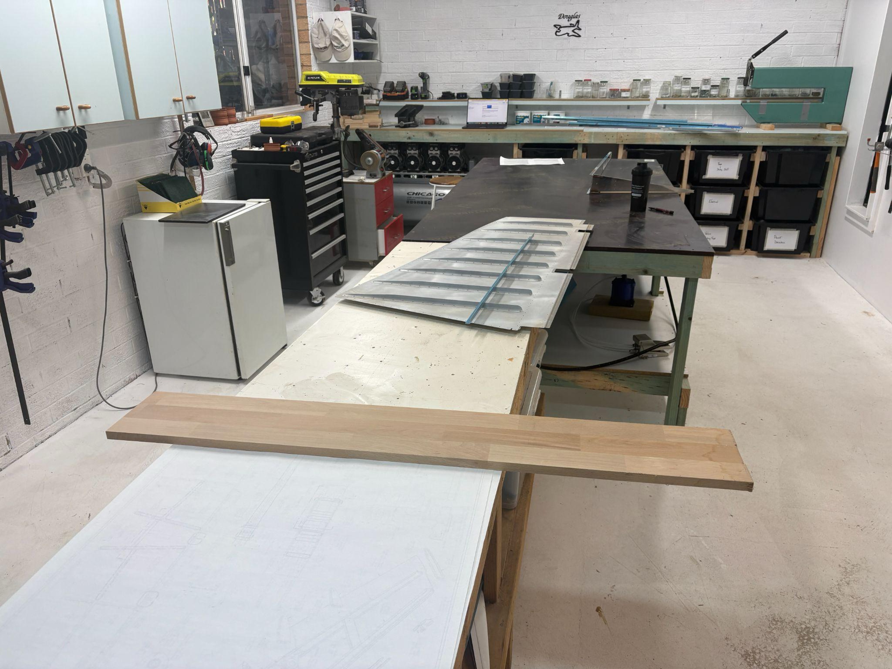 Looking down the length of the shop